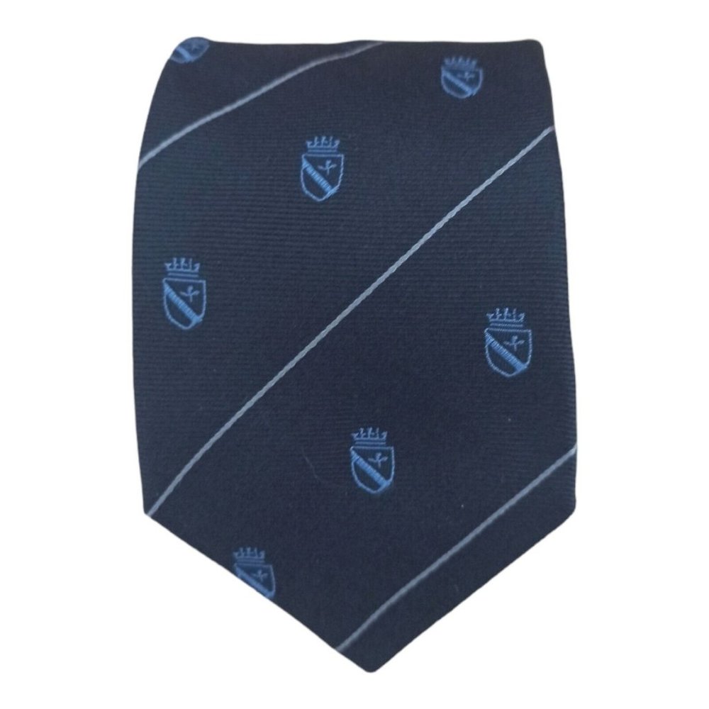 JOHN VARVATOS Black Striped Emblem Silk Slim Tie USA 59"/ 2.4" EC